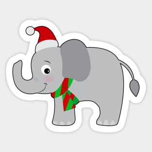 Cute Christmas Elephant Sticker